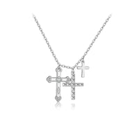 925 Sterling Silver Triple Cross CZ Necklace- 2 Colours