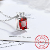 925 Sterling Silver Emerald Cut CZ Pendant Necklace - 9 Colours
