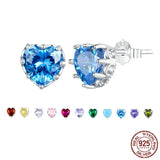 Sterling Silver Heart Birthstone Stud Earrings 6mm 0.84 Carat Earrings - 12 Options