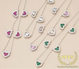 925 Sterling Silver 5 Hearts Studded Necklace - 4 Options