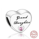 925 Silver Pink CZ Family Heart Charm - 50 Options