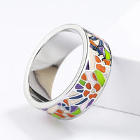 Enamel Floral Ring & Earrings Set