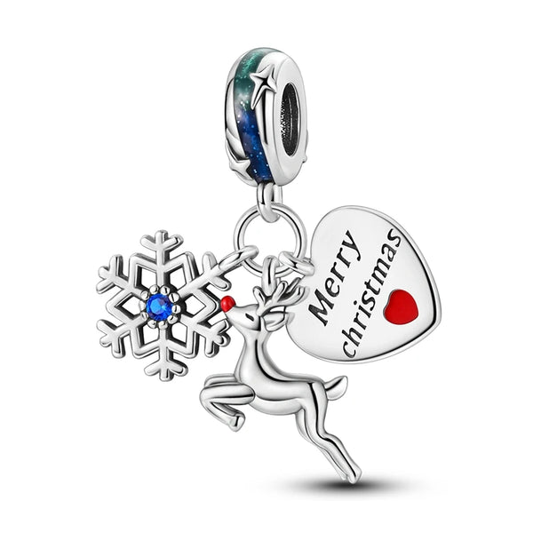 925 Sterling Silver Merry Christmas Heart Charm