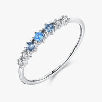 925 Sterling Silver Simple Dainty Stackable Blue CZ Ring