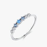 925 Sterling Silver Simple Stackable Blues CZ Ring