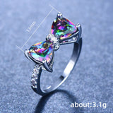 925 Sterling Silver Bowknot Cubic Zirconia Ring - Clear/Multi Option