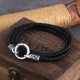 Fashion Stainless Steel/Leather Nordic Style Open Round Clasp Necklace - 3 Lengths