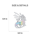 925 Sterling Silver Cute Colourful CZ Dragon Studs