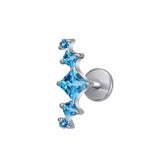 Titanium Blue Diamonds Zirconia Ear Stud Body Jewellery - 11 Sizes