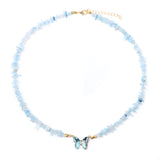 Butterfly Crystal and Stone Chip Necklace - 12 Colours
