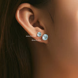 925 Sterling Silver Rose Cut Cubic Zirconia Stud Earrings - 10 Colours