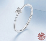 925 Sterling Silver Dainty Solitaire Heart Ring