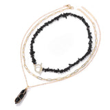 Fashion Multi-layer Natural Stone Bead Necklace - 5 Options