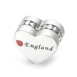925 Sterling Silver Wales England Scotland Heart Charm