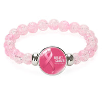 Fashion Breast Cancer Awareness Pink Ribbon Beaded Bracelet  - 8 Options