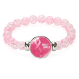 Fashion Breast Cancer Awareness Pink Ribbon Beaded Bracelet  - 8 Options