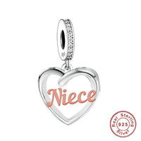 925 Silver Female Family Hanging Heart Charm - 5 Options