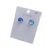 S925 Sterling Silver Multi Faceted 12MM Round Crystal Studs - 8 Options