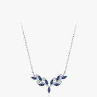 925 Sterling Silver Blue Leaf Pendant Necklace