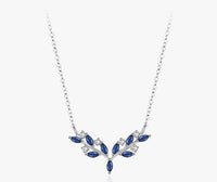 925 Sterling Silver Blue Leaf Pendant Necklace