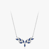 925 Sterling Silver Blue Leaf Pendant Necklace