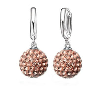 925 Sterling Silver Pave Disco Ball Hoop Lever back Earrings - 9 Colours