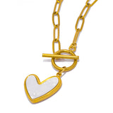 Stainless Steel Heart T Bar Necklace - 2 Colours