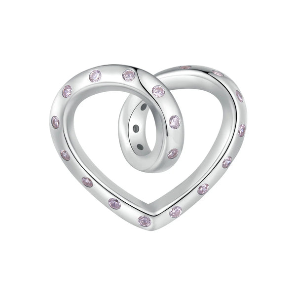 925 Sterling Silver Twisted CZ Heart Charm