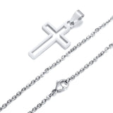 Stainless Steel Hollow Cross Necklace - 4 Lengths - 4 Chain Types - 3 Colours
