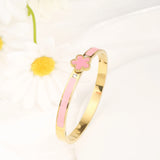 Stainless Steel Enamel Flower Gold Colour Bangle - 6 Colours