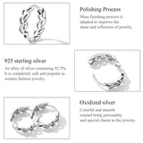 925 Sterling Silver Simple Hollow out Leaf Hoop Earrings