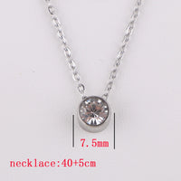 Stainless Steel Round Birthstone Pendant Necklace - 2 Colours - 12 Options