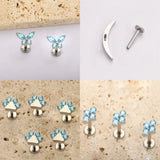 Titanium Blue Butterfly Zirconia Ear Stud Body Jewellery - 11 Sizes