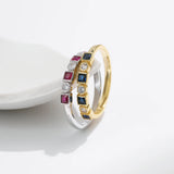 925 Sterling Silver Square Cubic Zirconia Stackable Ring - 2 Colours