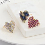 Fashion Big Heart Crystal Adjustable Ring - 3 Colours