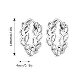 925 Sterling Silver Simple Hollow out Leaf Hoop Earrings