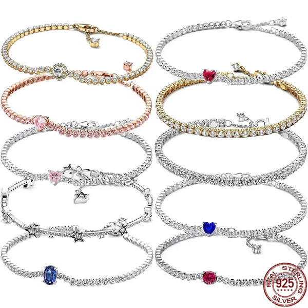 925 Sterling Silver Cubic Zirconia Tennis Bracelet - 14 Options