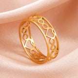 Stainless Steel Hollow Heart Ring - 2 Colours
