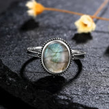 925 Sterling Silver Natural Labradorite Ring - 27 Options