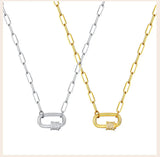 Stainless Steel Paperclip CZ Necklace - 2 Colours