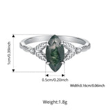 925 Sterling Silver Moss Agate Leaf Stackable Ring - 2 Options