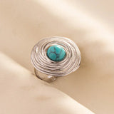 Stainless Steel Turquoise Colour Open Ring - 56 Options
