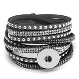 Fashion Multi-layer Wide Cuff Pu Leather 18mm Snap Bracelet - 26 Options