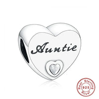 925 Silver Pink CZ Family Heart Charm - 50 Options