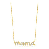 925 Sterling Silver Pave Setting CZ mama Necklace - 2 Colours