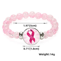 Fashion Breast Cancer Awareness Pink Ribbon Beaded Bracelet  - 8 Options