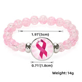 Fashion Breast Cancer Awareness Pink Ribbon Beaded Bracelet  - 8 Options