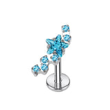 Titanium Blue Star Zirconia Ear Stud Body Jewellery - 11 Sizes
