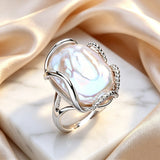 Fashion Natural Freshwater Baroque Pearl Adjustable Ring - 4 Options