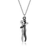 Stainless Steel Embracing Couple Necklace - 8 Options